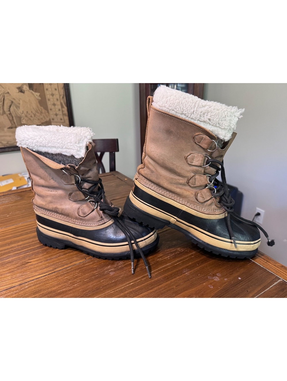 Vintage Sorel Made in Canada Women’s 7 Leather Pac Snow Boots Felt Liners